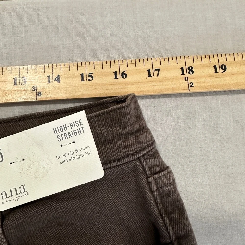 a.n.a Women's 16 High-Rise Straight Jeans Brown Stretch Denim 3B32D3